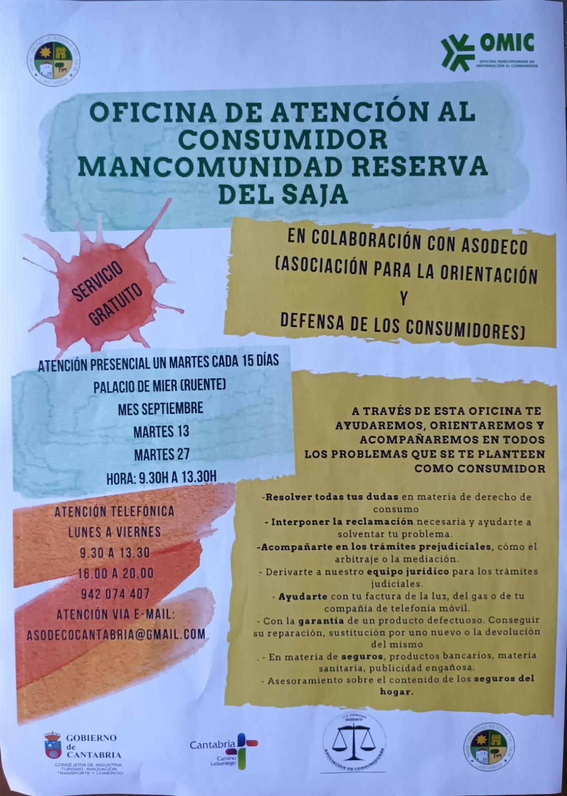 OFICINA DE ATENCION AL CONSUMIDOR MANCOMUNIDAD RESERVA DEL SAJA